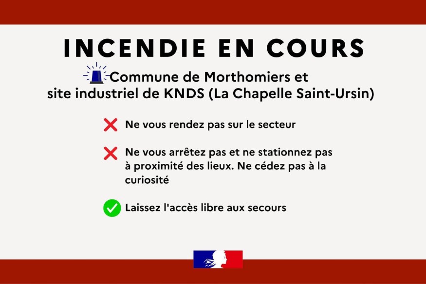 Un incendie atteint le site KNDS près de Bourges : les habitants de Morthomiers appelés à se confiner